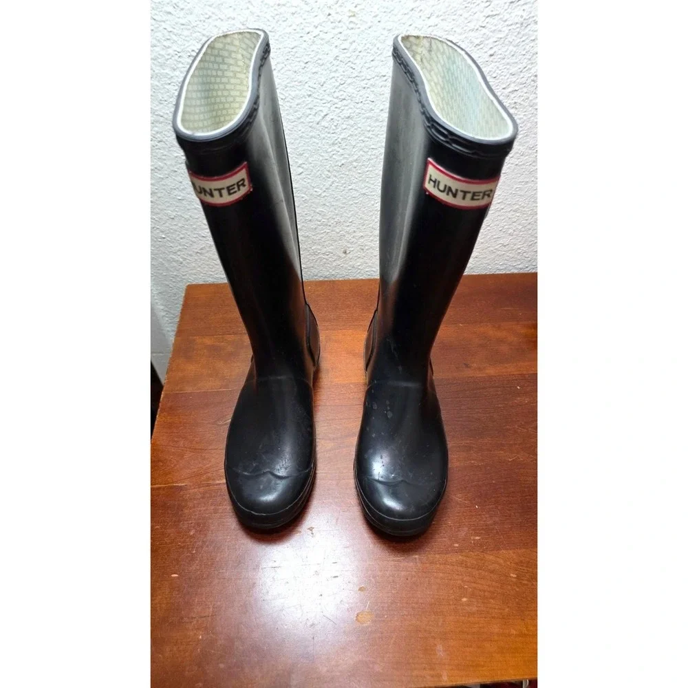 Hunter Young Black Tall Waterproof Rubber Rain Boots Size 2M/3F‎